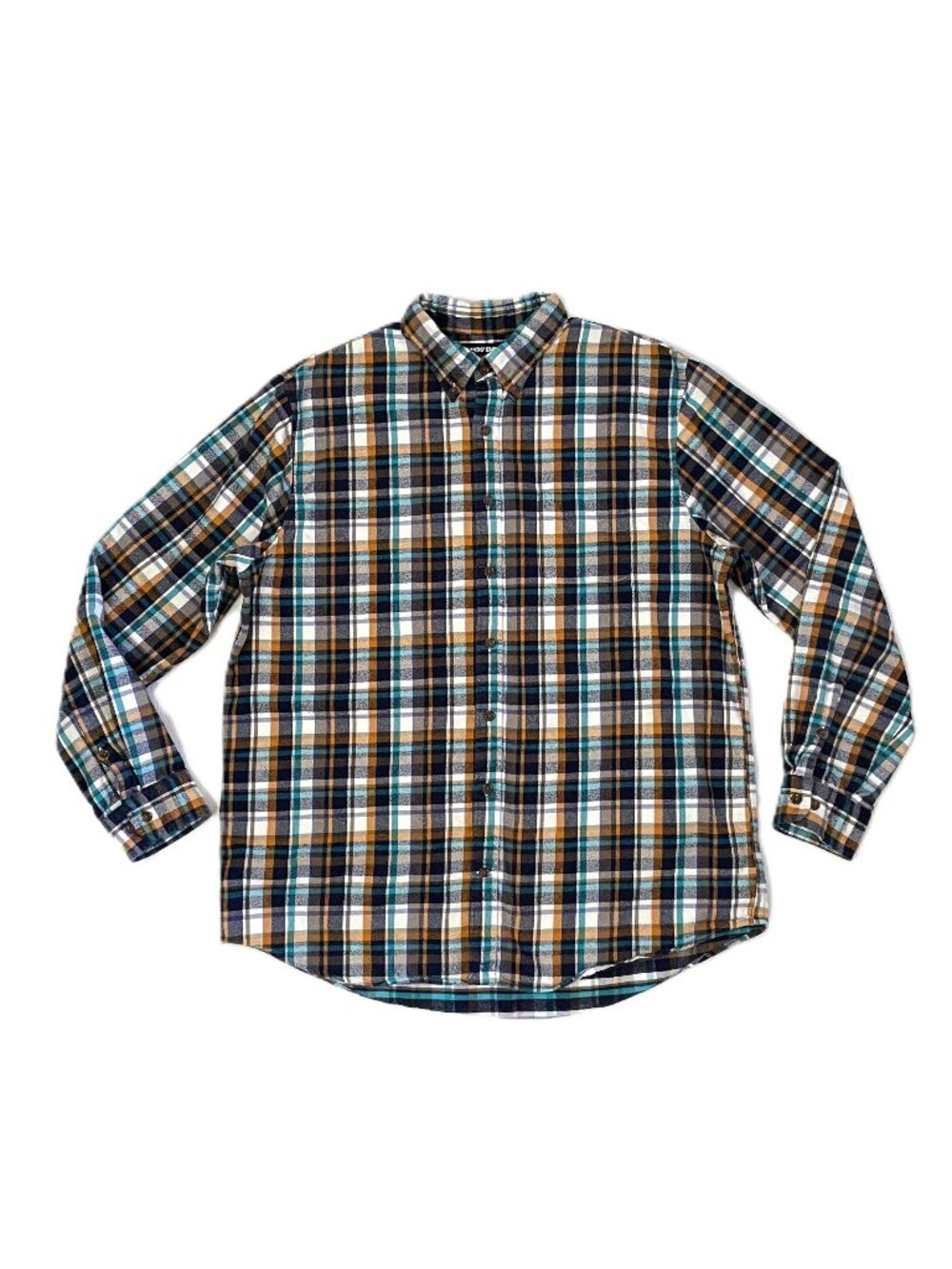 Lands End Flannel Shirt Mens XL/T Tall Plaid Multicolor 100% Cotton Long Sleeve
